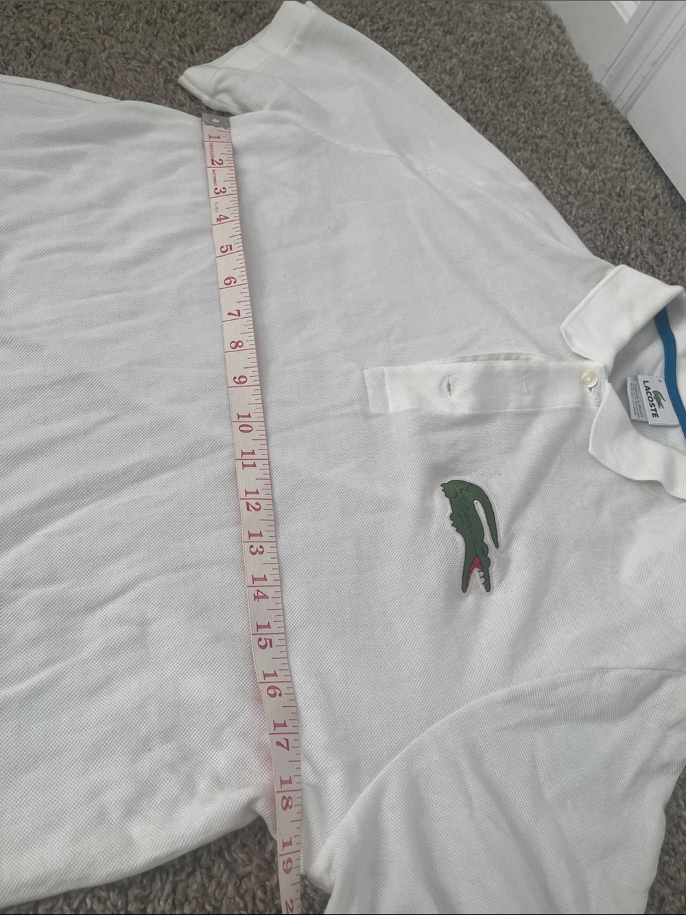 Lacoste White Polo with Green Crocodile Patch - Picture 4 of 6